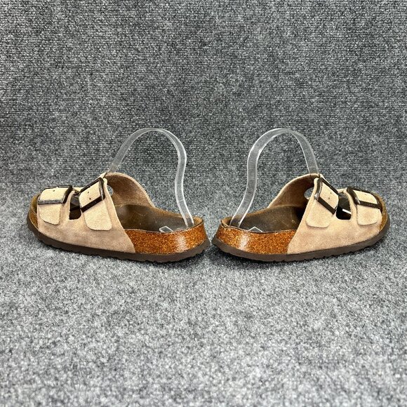 Betula Arizona Sandals‎ Women's Size 8.5 Tan Suede Buckle Strap Slide Flip Flops - Picture 6 of 12